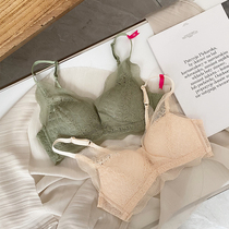 Summer thin sexy deep V lace underwear small breasts gather back to adjust the non-steel circle bra set