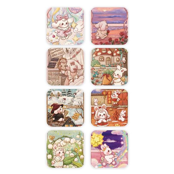 500贴/卷ins卡通手绘可爱小兔子贴纸奶茶烘焙杯贴外卖装饰封口贴