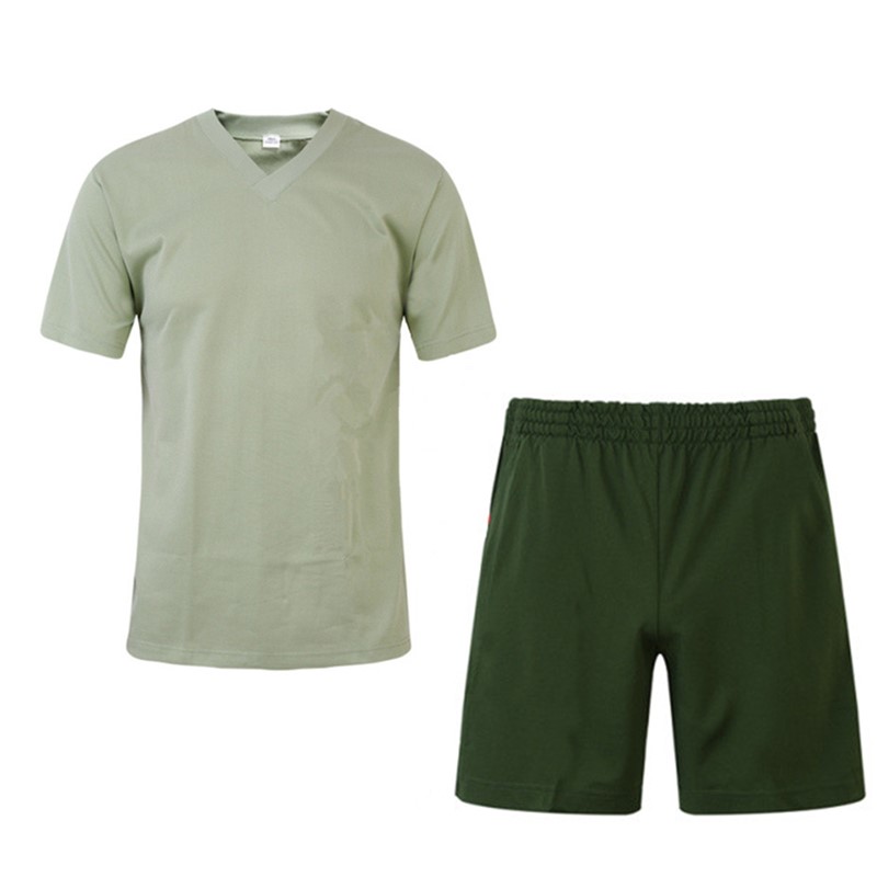 01 training fitness suit light green V-neck short-sleeved sports quick-drying breathable loose casual shorts inner guard suit