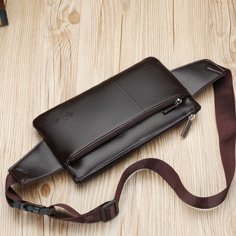 2020 Korean version of men's waist bag leather texture chest bag fashion trendy one-shoulder messenger bag multi-functional outdoor small backpack