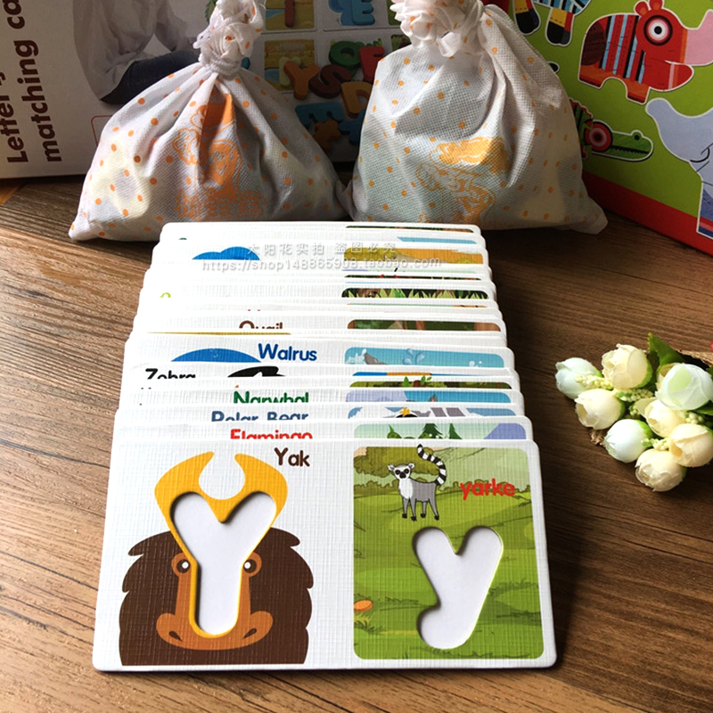 Baby early education cognitive card uppercase and lowercase English letters matching building blocks puzzle children 3456 years old educational toys