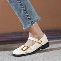Evening wind single shoes flat British small leather shoes womens summer thin section Japanese womens jk word buckle Mary Jane shoes