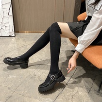 British style small leather shoes Japanese womens jk shoes 2022 new one-word buckle Mary Jane sponge cake loafers thick heel shoes