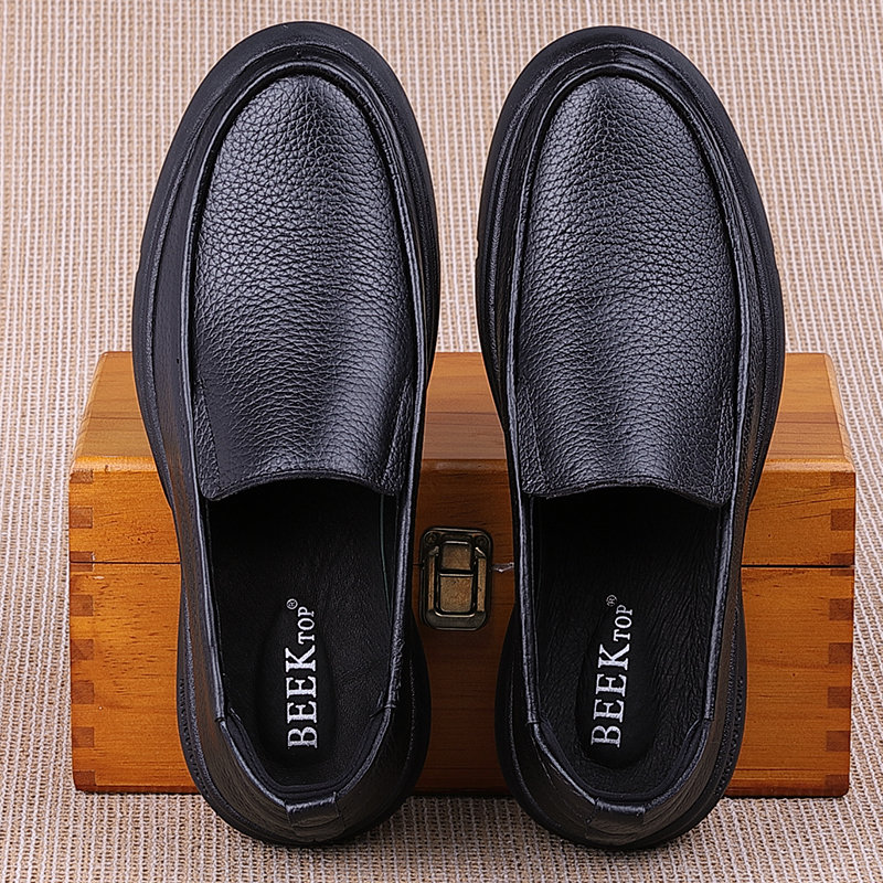 Foreign Trade Men Shoes Genuine Leather Tail Single Original Single Casual Shoes Head Layer Cow Leather Dad Shoe Cover Feet Sloth Man Wear and breathable leather shoes