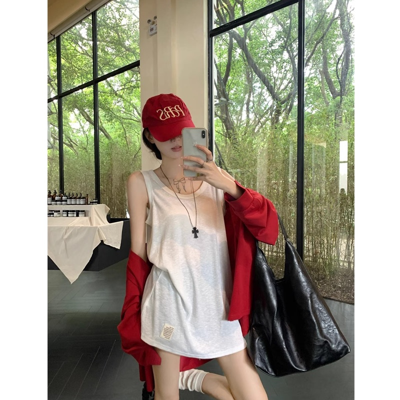 Casual U-Neck Loose-Fitting Camisole for Women, New Summer Style, Suitable for Layering, Slimming, Mid-Length Top ins