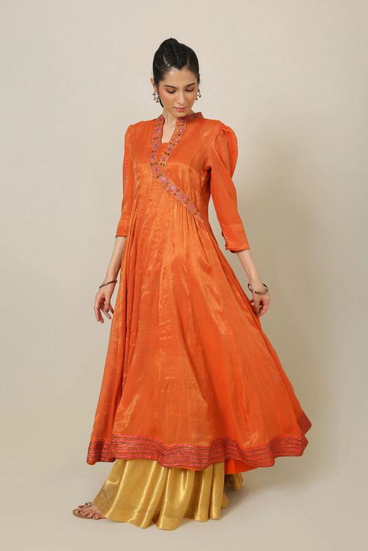 Shabnam Pakistani Indian Luxury Brand Embroidered White-Enhancing Puff Sleeve Dress Pakistani