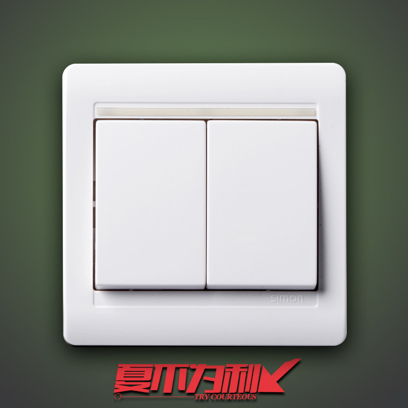 Simone 55 series double switch switch two single control double switch two open single joint with fluorescent 2 couplets 86 type white N51021B