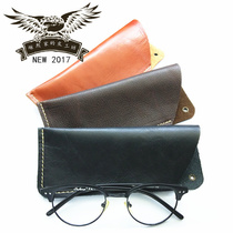 Leather handmade glasses case First layer cowhide portable glasses bag Unisex myopia glasses reading glasses bag