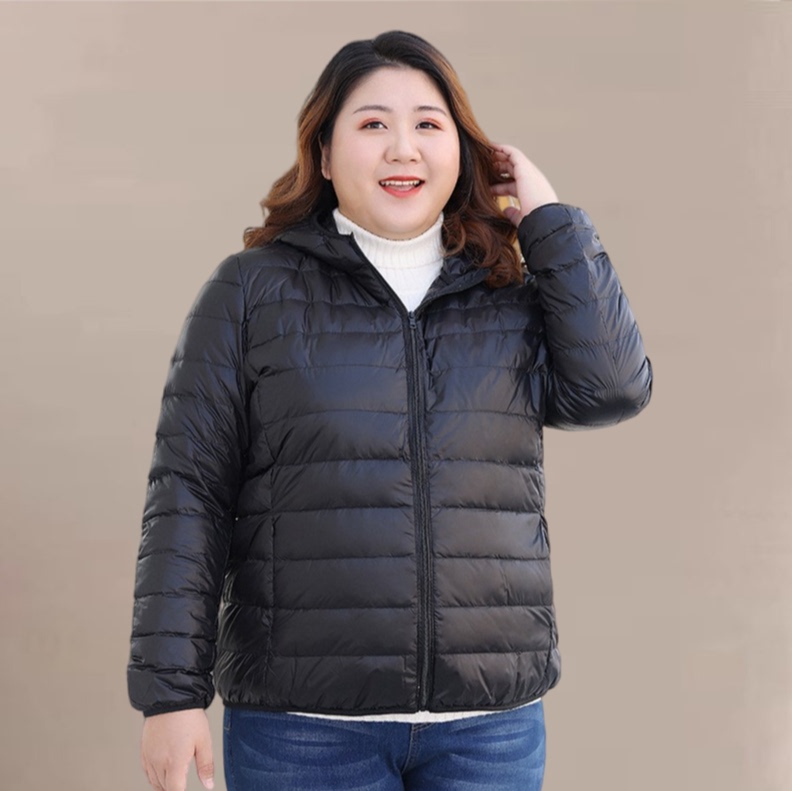 Lightweight down Jacket for Women 100kg Plus Size, Extra Large, Short Style, Ultra-Lightweight Women's Clothing, Ultra-Thin Style, Winter, Special for Moms