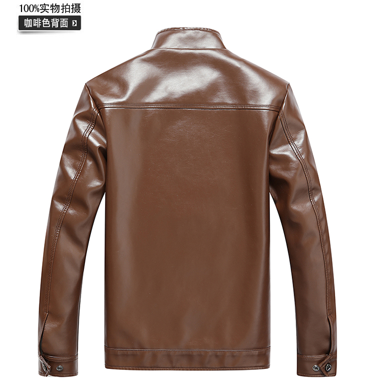 New Hained leather nam áo khoác da trẻ trung Hàn Quốc Cổ áo mỏng da nam áo khoác giản dị mùa thu và mùa đông dày áo khoác len nam