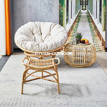 Rattan chair Natural rattan single sofa chair Lazy leisure Radar chair Balcony Nordic Japanese bed and breakfast household recliner
