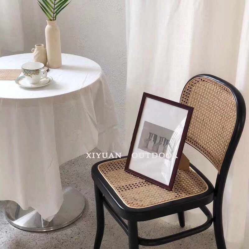 Rattan dining chair Solid wood Nordic retro ins study room negotiation household makeup design dining room Japanese single rattan chair