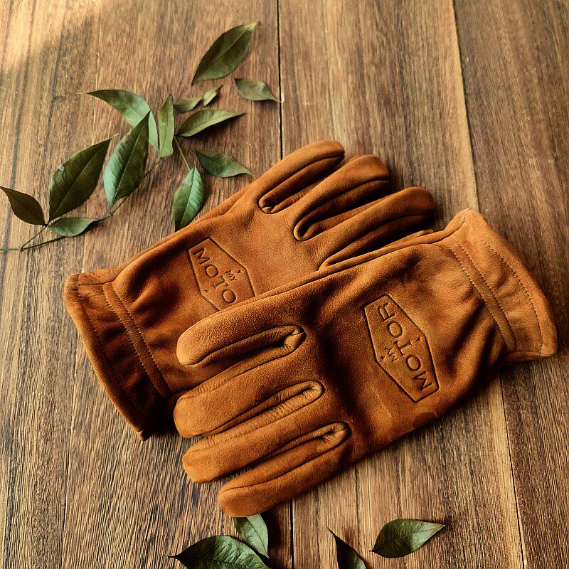 Frosted top-grain cowhide vintage motorcycle leather work gloves for men and women, distressed summer riding gloves for all seasons