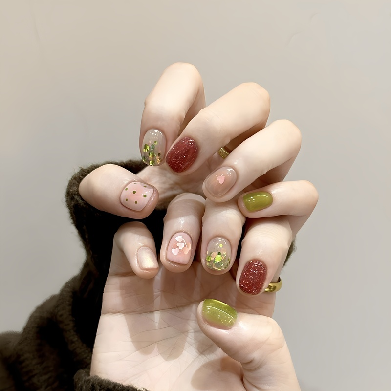 Yunli's Accessible Luxury Handmade Wearable Nails, High-End Manicure Nails, Whitening Short Fake Nails, Nude Color Wearable Nails