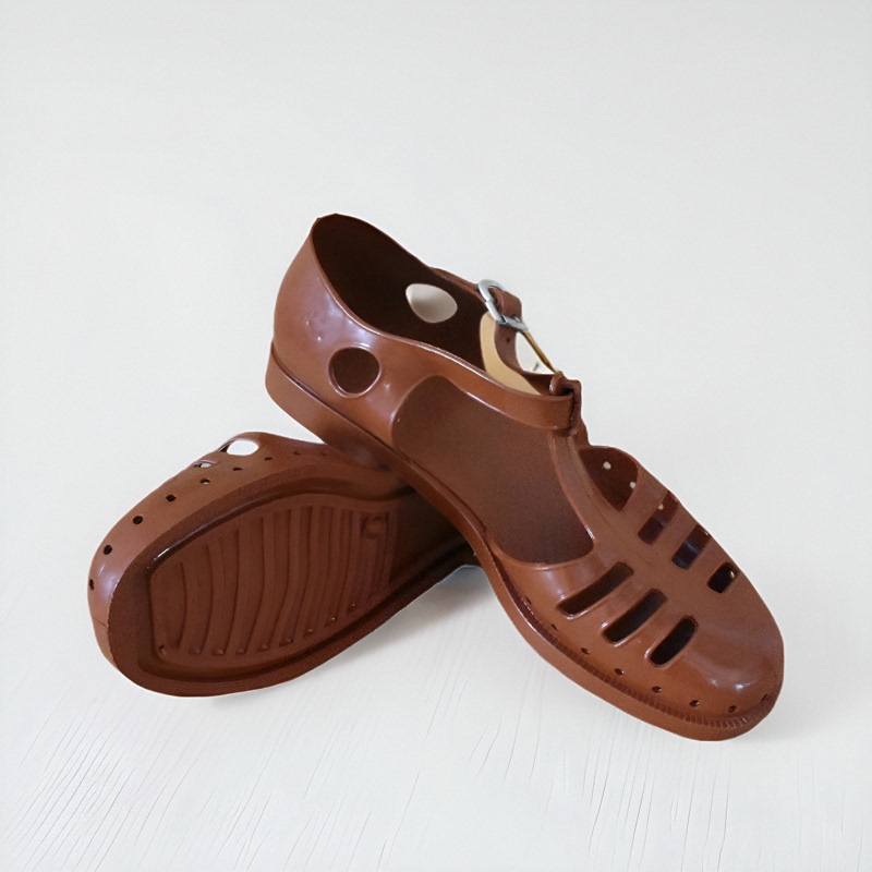 Old-Fashioned Plastic Sandals 3547 Yellow Sandals Nostalgic Closed-Toe Military Sandals Retro 70S 80S Vintage Performance