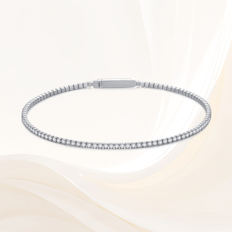 18K Gold Cultured Diamond Bracelet for Men and Women, Full Diamond Pavé Tennis Bracelet, Classic Simple Four-Prong Stackable Style 18K Gold Cultured Diamond Bracelet for Men and Women, Full Diamond Pavé Tennis Bracelet, Classic Simple Four-Prong Stackable Style