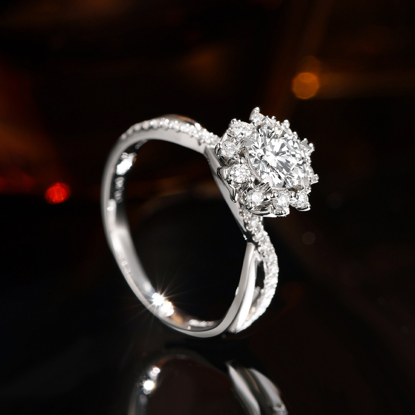 Кольцо Leo Star Diamond белое золото снежинка 0.5 карата