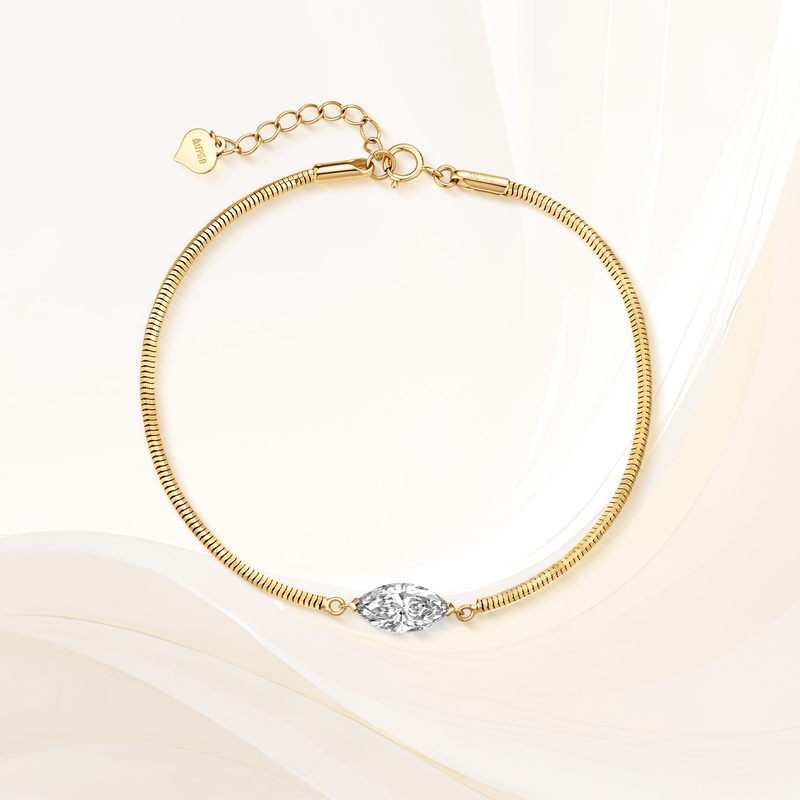 18K Gold Lab-Grown Diamond Snake Bone Bracelet for Women, Light Luxury, Adjustable, Commuter-Friendly, Horse-Eye Cut Diamond, Minimalist Soft Snake Chain 18K Gold Lab-Grown Diamond Snake Bone Bracelet for Women, Light Luxury, Adjustable, Commuter-Friendly, Horse-Eye Cut Diamond, Minimalist Soft Snake Chain