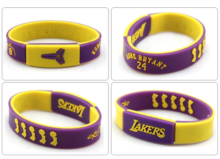 Vòng đeo tay cổ điển Lakers Kobe kỷ niệm bóng rổ Silicone sáng đôi dây đeo cổ tay