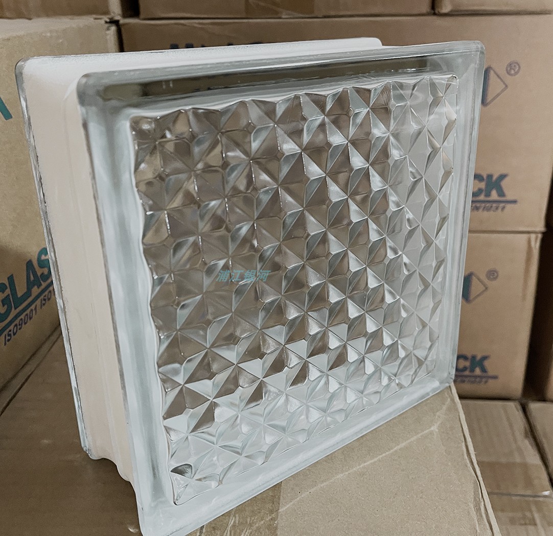 Custom Hollow Glass Brick Transparent Square Makeup Room Partition Wall Bedroom Bar table Background Guan Guan Frosted Color