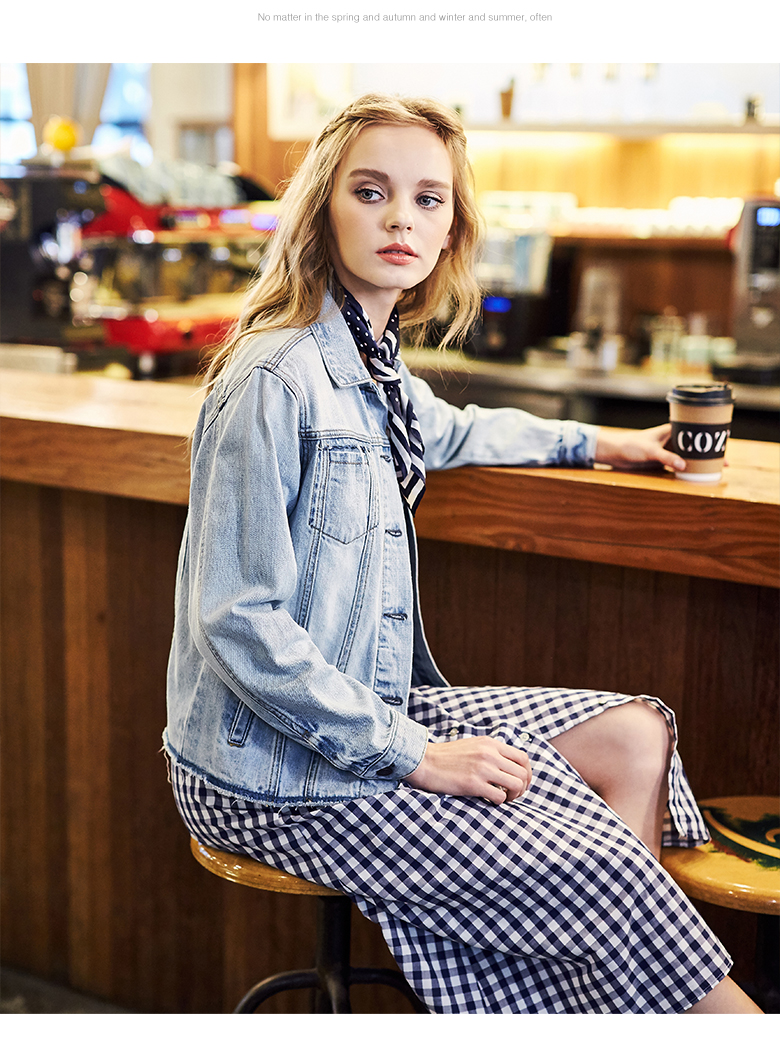 Demana 2017 mùa xuân mới denim áo khoác nữ mùa xuân và mùa thu áo ngắn nữ phần ngắn của các cao bồi quần áo nữ Slim váy nữ