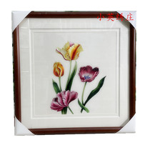Pure handmade new boutique Suzhou embroidery painting Su embroidery finished product hanging painting Xuanguan decoration painting 5050 tulip