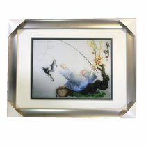 Pure handmade new boutique Suzhou embroidery painting Su embroidery finished hanging painting porch decorative painting 4060 three in one move