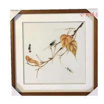 Pure handmade new boutique Suzhou embroidery painting Su embroidery finished hanging painting porch decorative painting 3535 Qi Baishi gold cicada