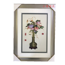 Pure handmade new boutique Suzhou embroidery painting Su embroidery finished hanging painting porch decorative painting 4060 still life flower arrangement