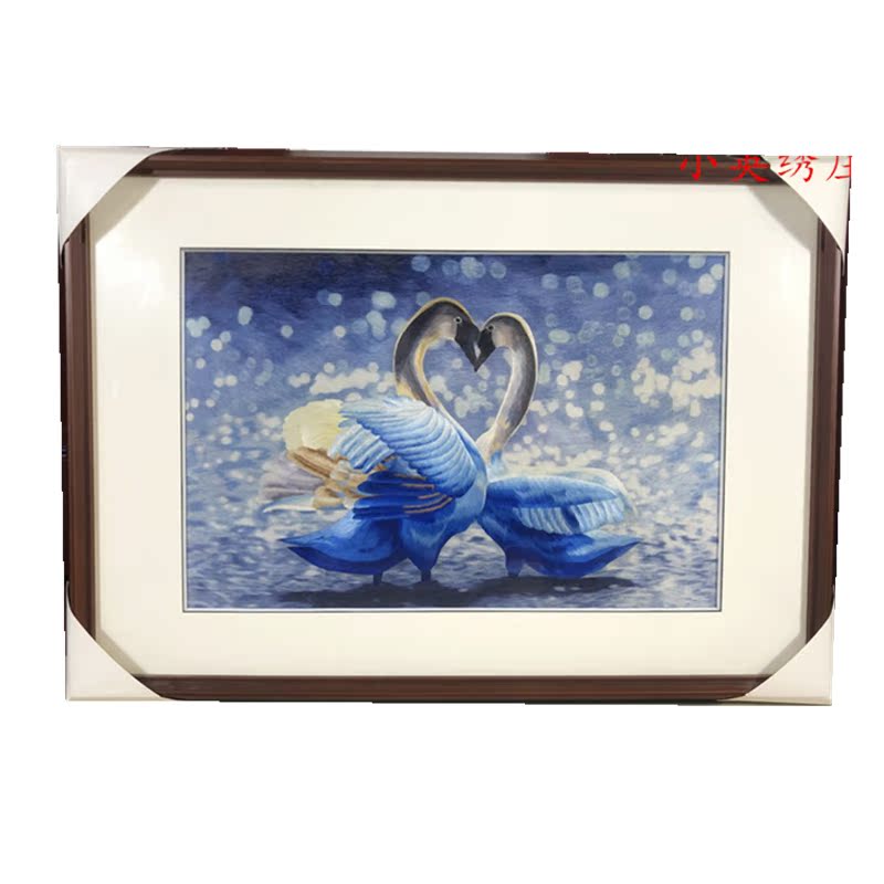 Pure handmade new boutique Suzhou embroidery painting Su embroidery finished hanging painting entrance decorative painting 4060 swan