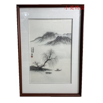 Pure handmade new boutique Suzhou embroidery painting Su embroidery finished product hanging painting Xuanguan decoration painting 4060 water ink landscape