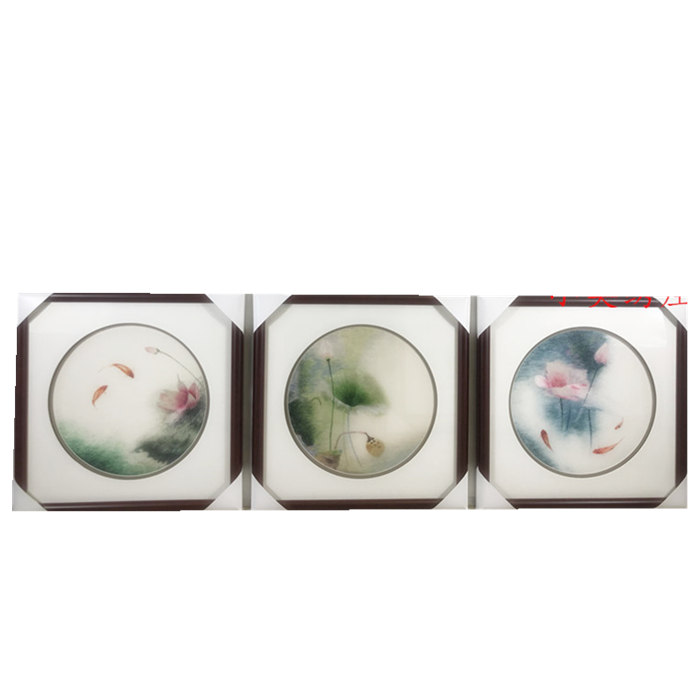 Pure handmade new high-quality goods Suzhou embroidery painting Suzhou embroidery finished hanging painting porch decorative painting 3535 lotus carp