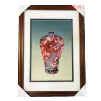 Pure handmade new boutique Suzhou embroidery painting Su embroidery finished hanging painting porch decorative painting 4060 dragon vase