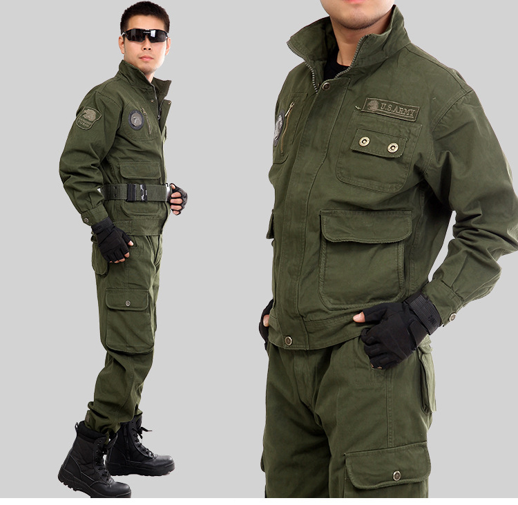 Ngoài trời đội quân quạt trang phục nam ngụy trang cotton quần yếm phù hợp với lao động bảo hiểm dịch vụ đào tạo an ninh đồng phục quân đội - Những người đam mê quân sự hàng may mặc / sản phẩm quạt quân đội áo rằn ri bộ đội