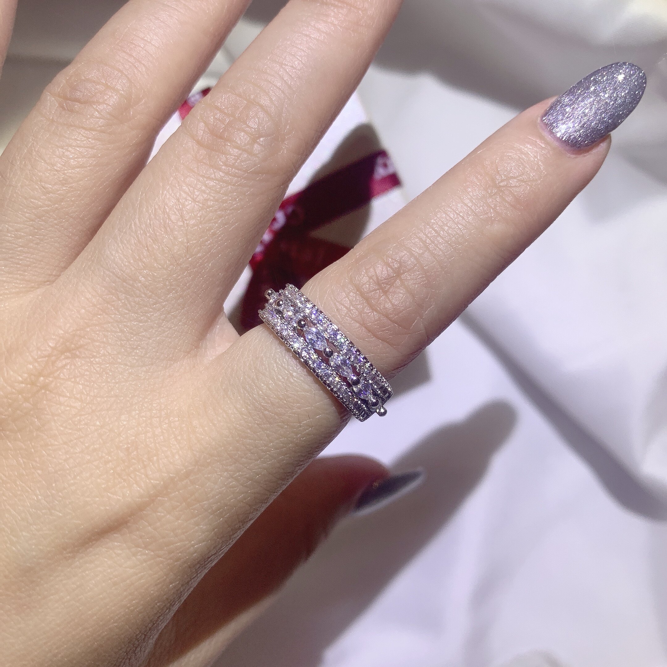 MarryMe small crowddesign hand inlaid with mosaics famous for a super shiny zircon ring Girl with a ring of horse eye drill ring 