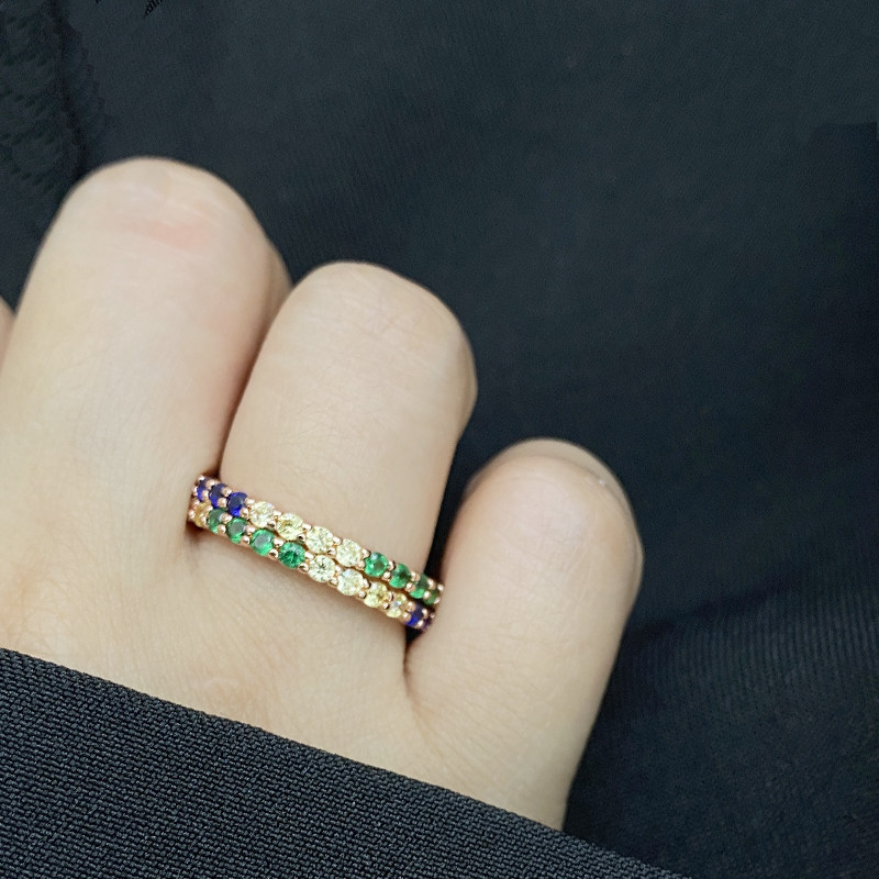 Marry bright luxury small diamond thick 18K ring woman niche personality fashion lady tail ring exquisite finish