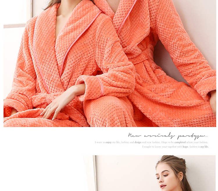 Mùa đông dày và dài beibei cặp vợ chồng áo ngủ phụ nữ cộng với phân bón Áo choàng flannel XL áo choàng tắm nam dài áo ngủ
