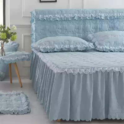 Korean princess style padded thickened elastic fully surrounded bed head cover Bed head cover Bed head protective cover Dust cover Solid color