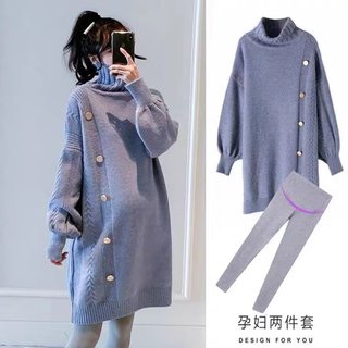 Plus size maternity mid-length turtleneck sweater for autumn and winter