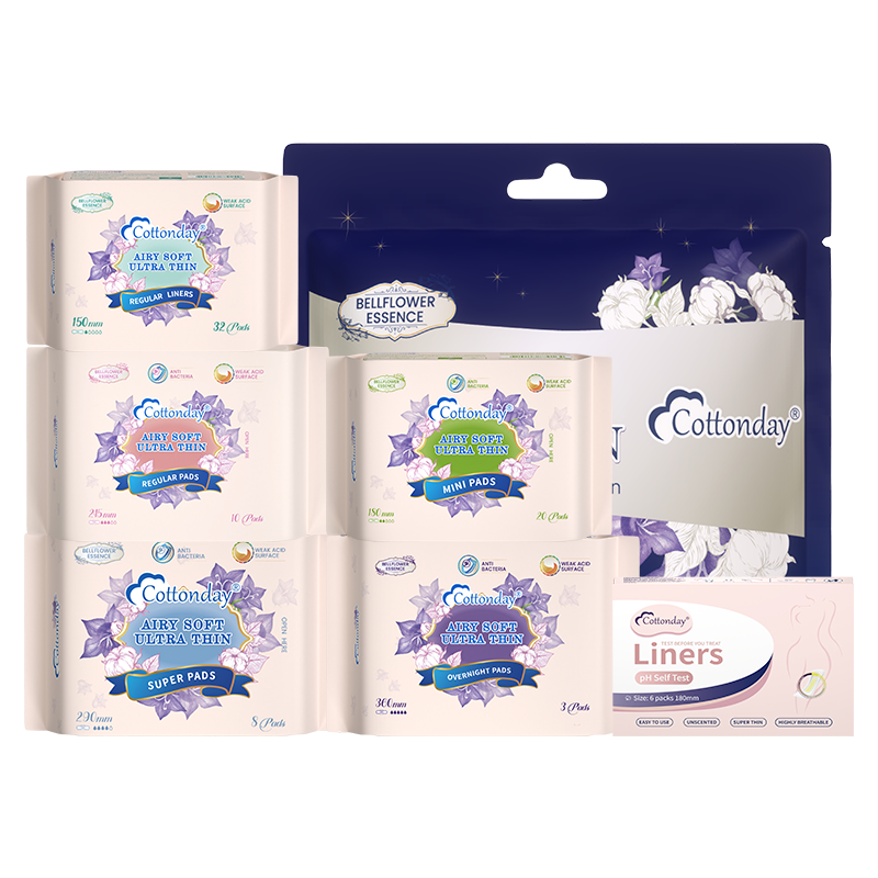 绵柔时光卫生巾进口姨妈巾护垫日夜用护垫超薄抑菌医用官方正品