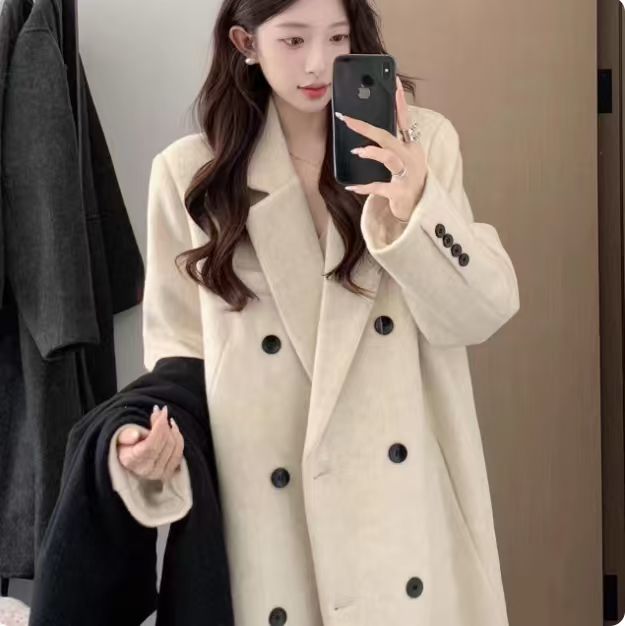 【高档礼盒装】LL 2025秋冬韩系高级感中长款气质羚羊绒加厚大衣