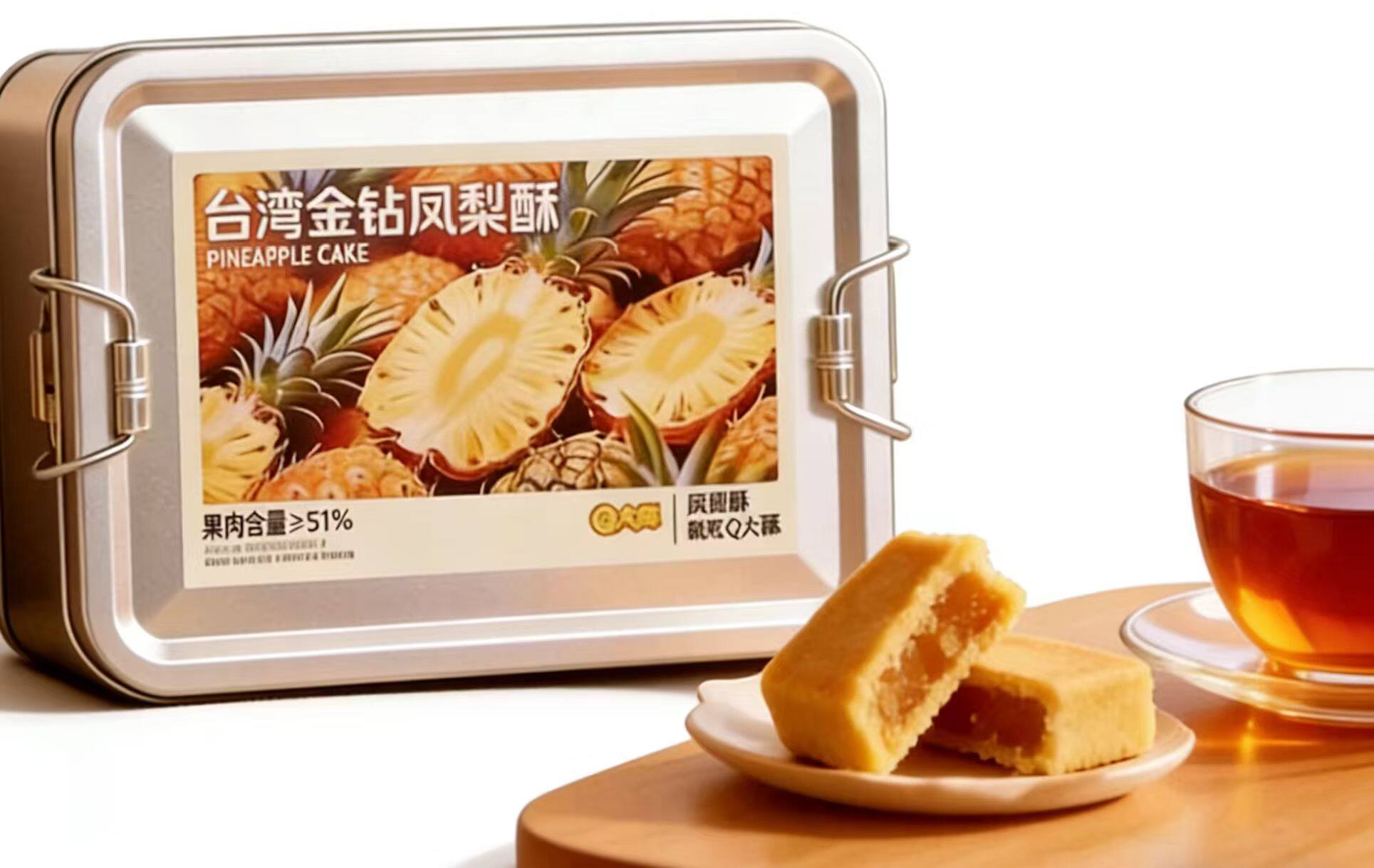 金钻凤梨酥特产铁盒装果肉纤维包馅茶配点心办公休闲新旧随机忘