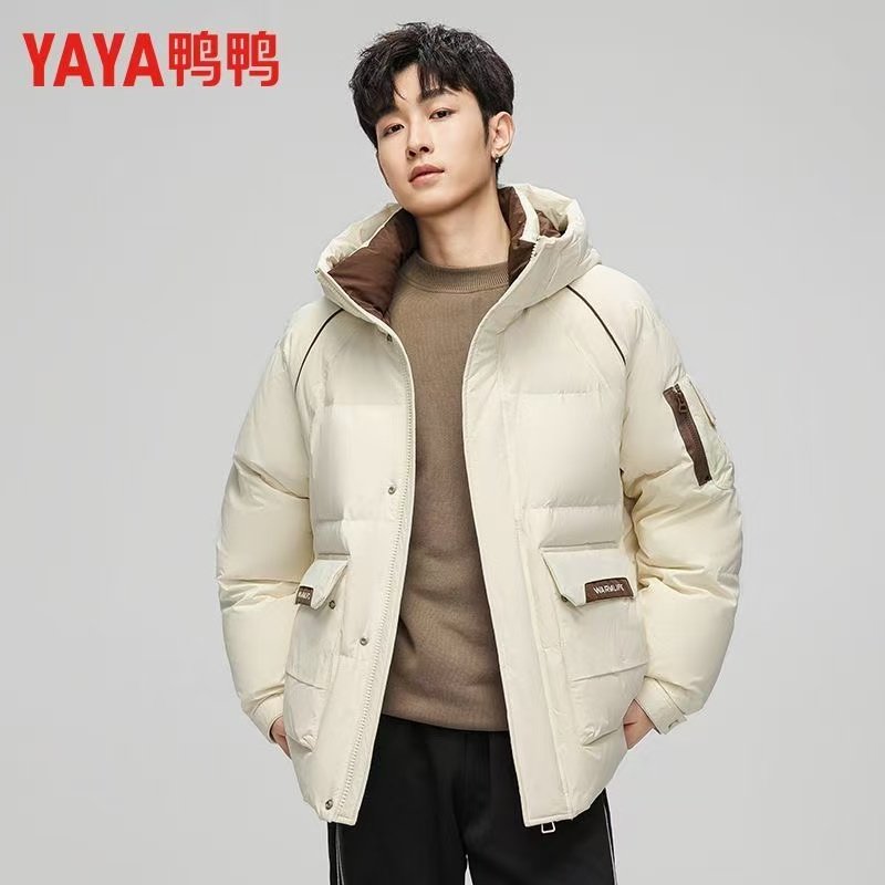 鸭鸭羽绒服男女2025冬季新款休闲短款连帽加厚保暖防寒鸭绒外套