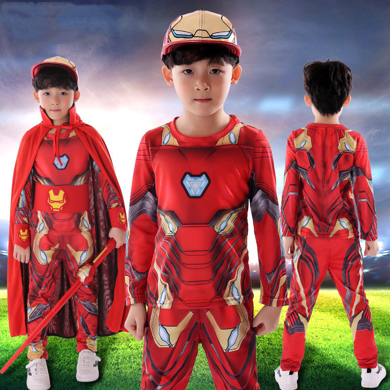 Steel Man clothes Children suit Spring and autumn children's clothing cs suit boy Ottmann acting out of suit Spiderman fight clothes