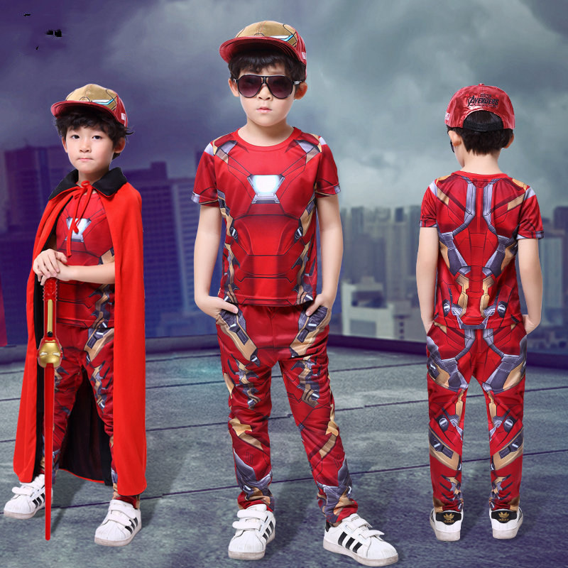 Iron Man Clothes Children Summer Summer Spider-Man Warsaw Cos Boy Ottoman Six Performance Clothes