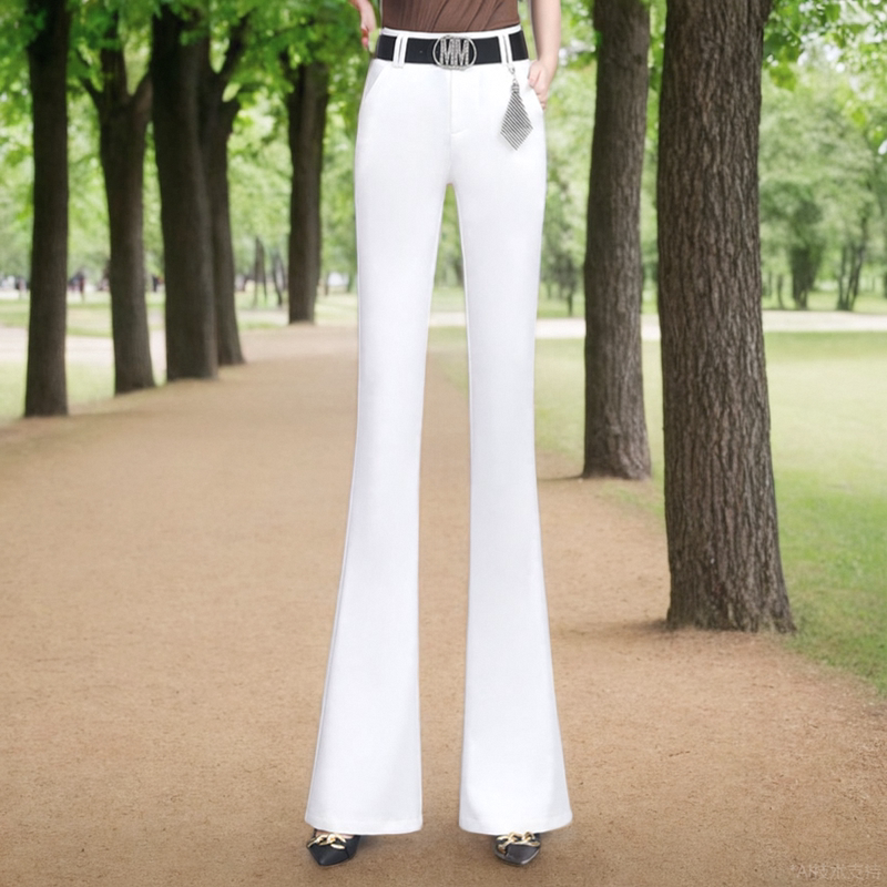 White Pants for Women 2024 New Popular Style Flared Pants Autumn and Winter Fashion High-Waisted Slimming Drapey Plus-Size Micro-Flare Pants