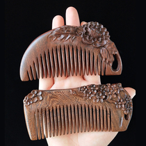 Plum Aroma ~ Natural Gold Silk Sandalwood Comb Sculpture Floral Gift Box Retro Wind Massage Comb Woman Valentines Valentines Day gift to girlfriend
