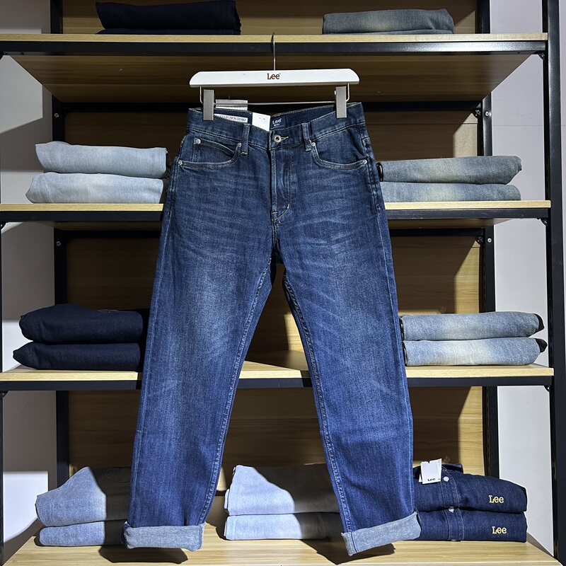 Lee Autumn and Winter Men's Dark Blue Jeans Mid-Waist Washed Tapered Straight Leg Lmb2467265Ff00F-A06115 Lee Autumn and Winter Men's Dark Blue Jeans Mid-Waist Washed Tapered Straight Leg Lmb2467265Ff00F-A06115