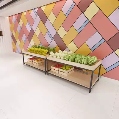 Fruit and vegetable rack supermarket fresh fruit and vegetable mid-island shelf promotion desk convenience store wooden fruit basket display 25