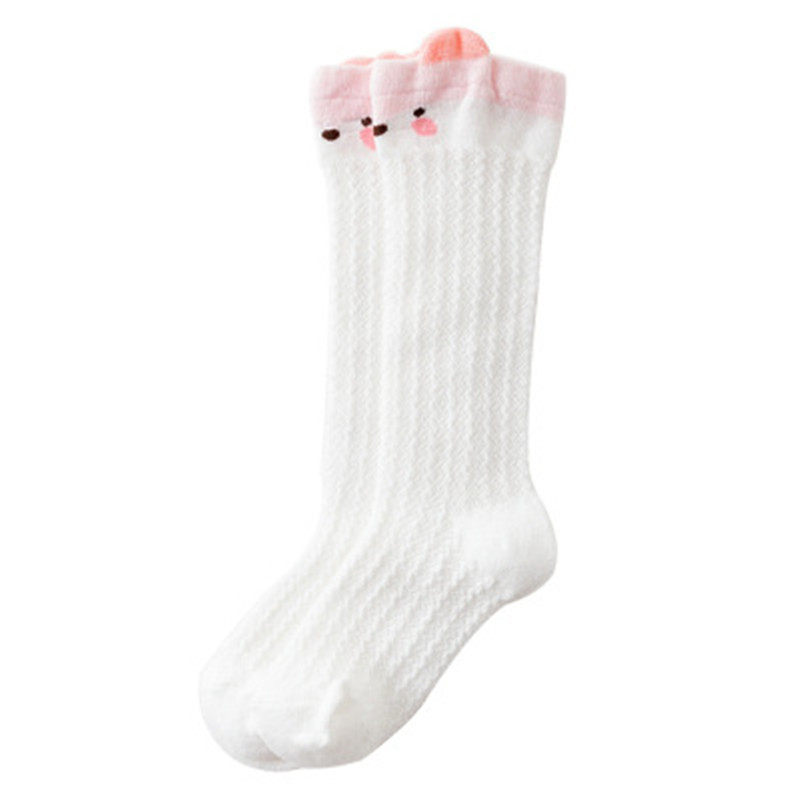 Baby Cartoon High Cylinder Overknee Socks Baby Mesh Comfort Anti-mosquito Socks Summer Style Cotton Long Barrel Socks 0-1-3
